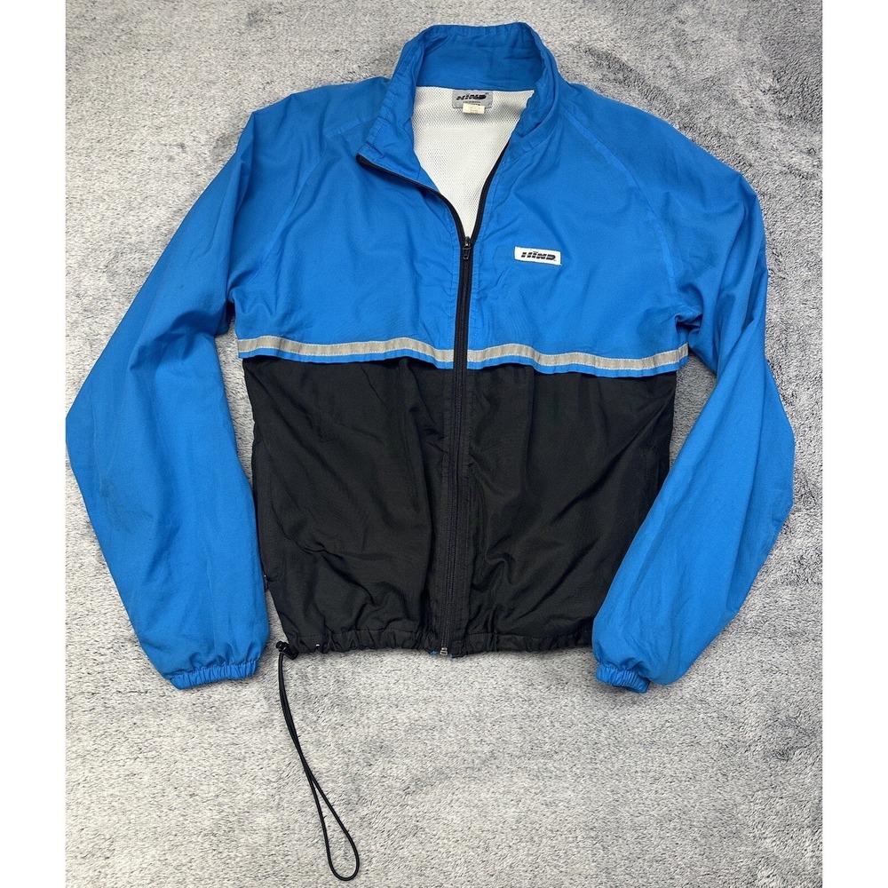 Vintage Hind Women's Medium‎ Zip Up Jacket Black Blue Hiking Travel Windbreaker